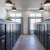 a room with black mail cabinets and black drawers