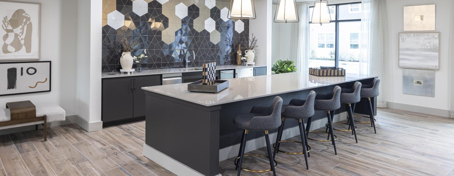 a kitchen with a large island